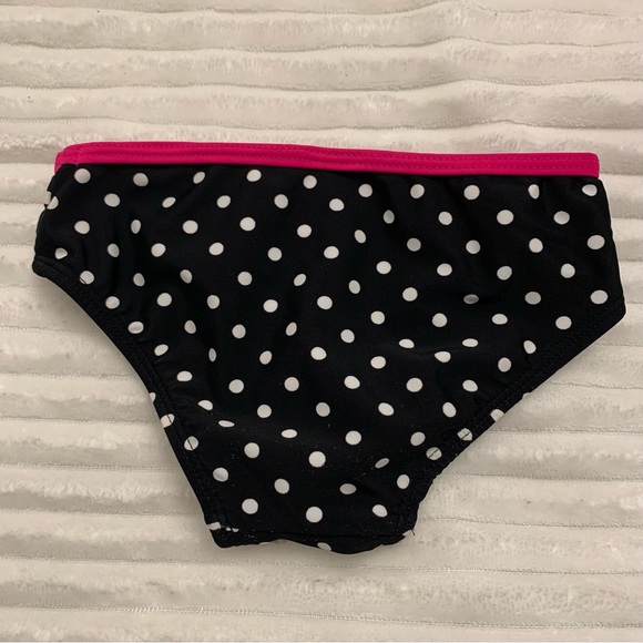 Baby Girl’s 18M Black Polka Dot Hot Pink Trim Takini 2-PC Swimsuit Tiered Top EC - Picture 10 of 14